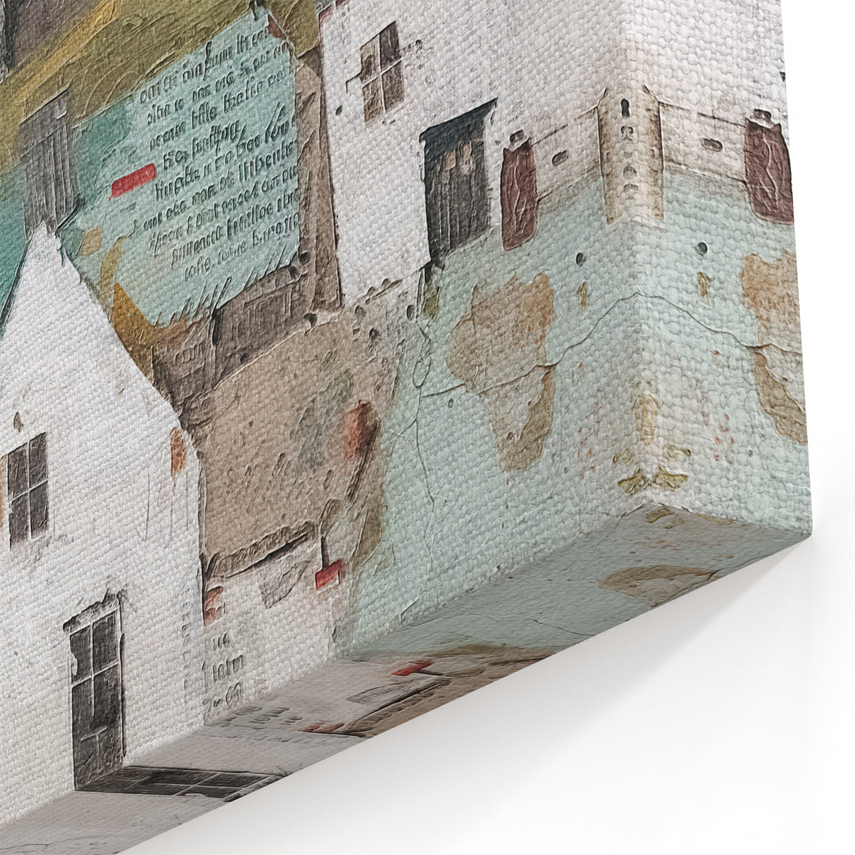 Colorful Village Abstract Art - Rustic Countryside Canvas Wall Decor
