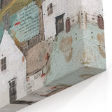 Colorful Village Abstract Art - Rustic Countryside Canvas Wall Decor