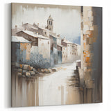 Rustic Village Street Art - Abstract Architecture Canvas Wall Decor