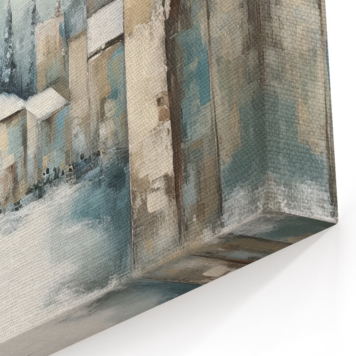 Winter Village Architecture Art - Abstract Snowy Canvas Wall Decor