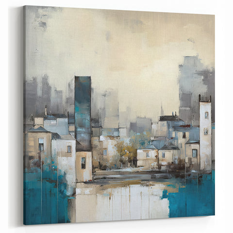 Urban Cityscape Abstract Art - Modern Skyline Canvas Wall Decor
