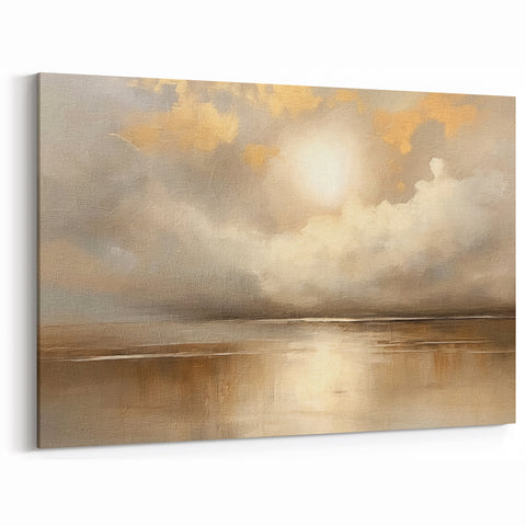 Serene Sunset Abstract Landscape – Golden Hues on Canvas for Calm Spaces
