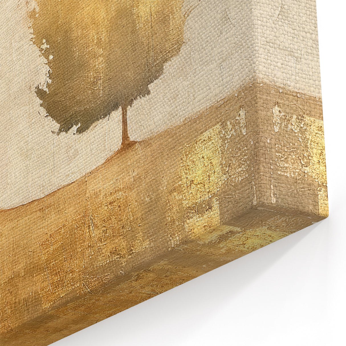 Golden Trees Abstract Landscape – Minimalist Canvas for Elegant Spaces