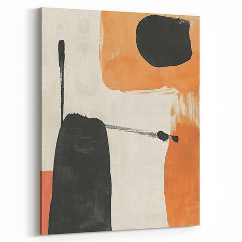 Bold Abstract Minimalist Art - Orange and Black Modern Wall Decor