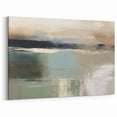 Calm Coastal Abstract Landscape – Soft Green and Beige Canvas Art
