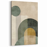 Earthy Geometric Abstract Art - Minimalist Green and Beige Wall Decor