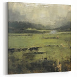 Misty Green Landscape Abstract – Tranquil Forest Canvas Art