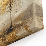 Golden Tree Abstract Landscape – Elegant Canvas Art for Luxe Decor