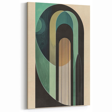 Minimalist Geometric Wall Art in Green Tones - Modern Abstract Decor