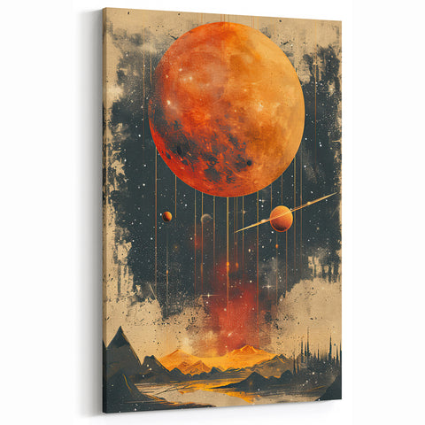 Minimalist Cosmic Landscape Art - Abstract Planetary Design Wall Decor