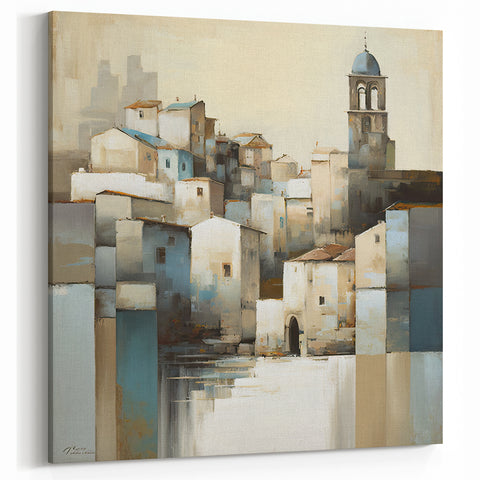 Mediterranean Architectural Wall Art - Abstract Village Canvas Print