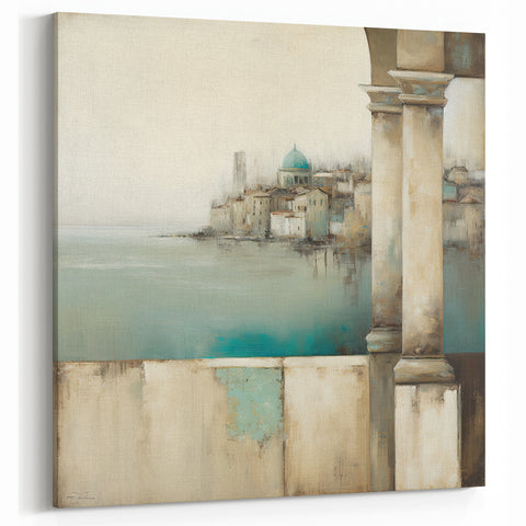 Mediterranean Coastal Wall Art - Abstract Seaside Architecture Print