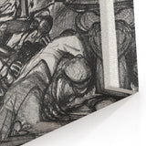 Dynamic Modern War Scene – Black & White Art Print by Bellows