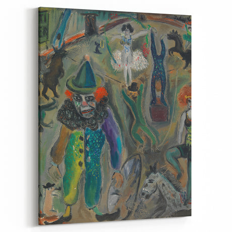 Expressive Circus Scene Art Print – Modern Clown & Performers Design