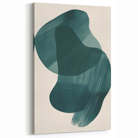Minimalist Abstract Art in Deep Green Tones - Modern Simple Wall Decor