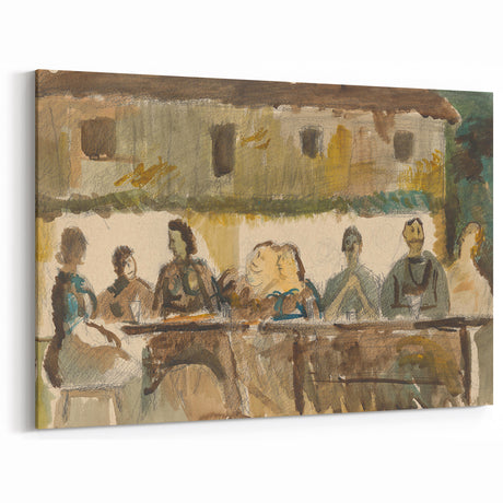 Modern Wall Art Print - Feast Scene in Earthy Tones - Unique Decor Piece