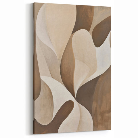 Minimalist Abstract Flowing Shapes Art in Earthy Tones - Modern Decor