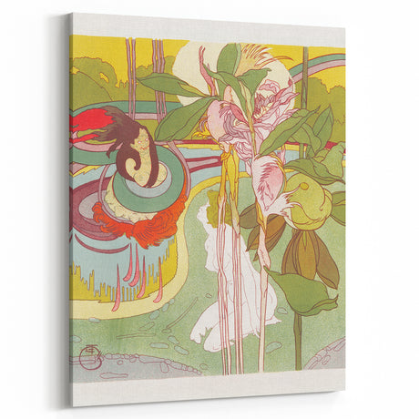 Colorful Art Deco Wall Art - Enchanting Garden Scene with Abstract Detail