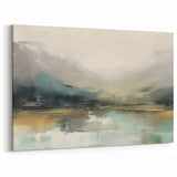 Contemporary Landscape Abstract Canvas – Serene Misty Blue & Beige Art