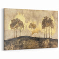 Rustic Tree Landscape Abstract Art – Golden Glow Canvas for Modern Decor