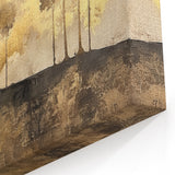 Rustic Tree Landscape Abstract Art – Golden Glow Canvas for Modern Decor