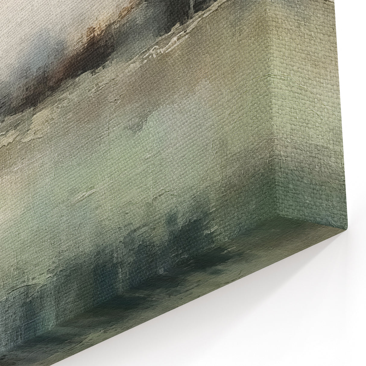 Misty Waters Landscape Abstract Art – Tranquil Green & Gray Canvas