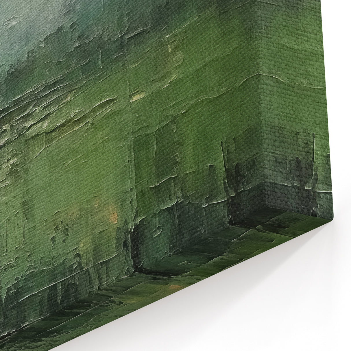 Deep Green Landscape Abstract Art – Serene Nature-Inspired Canvas Decor
