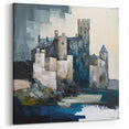 Urban Abstract Architecture Canvas Print - Beige and Teal Cityscape Art