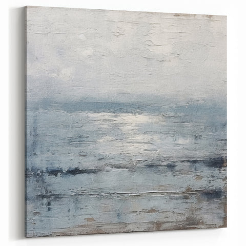 Abstract Landscape Art - Serene Gray and Blue Modern Landscape Wall Decor
