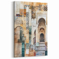 Intricate Archway Abstract Architecture Canvas - Beige and Green Wall Art