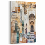 Intricate Archway Abstract Architecture Canvas - Beige and Green Wall Art