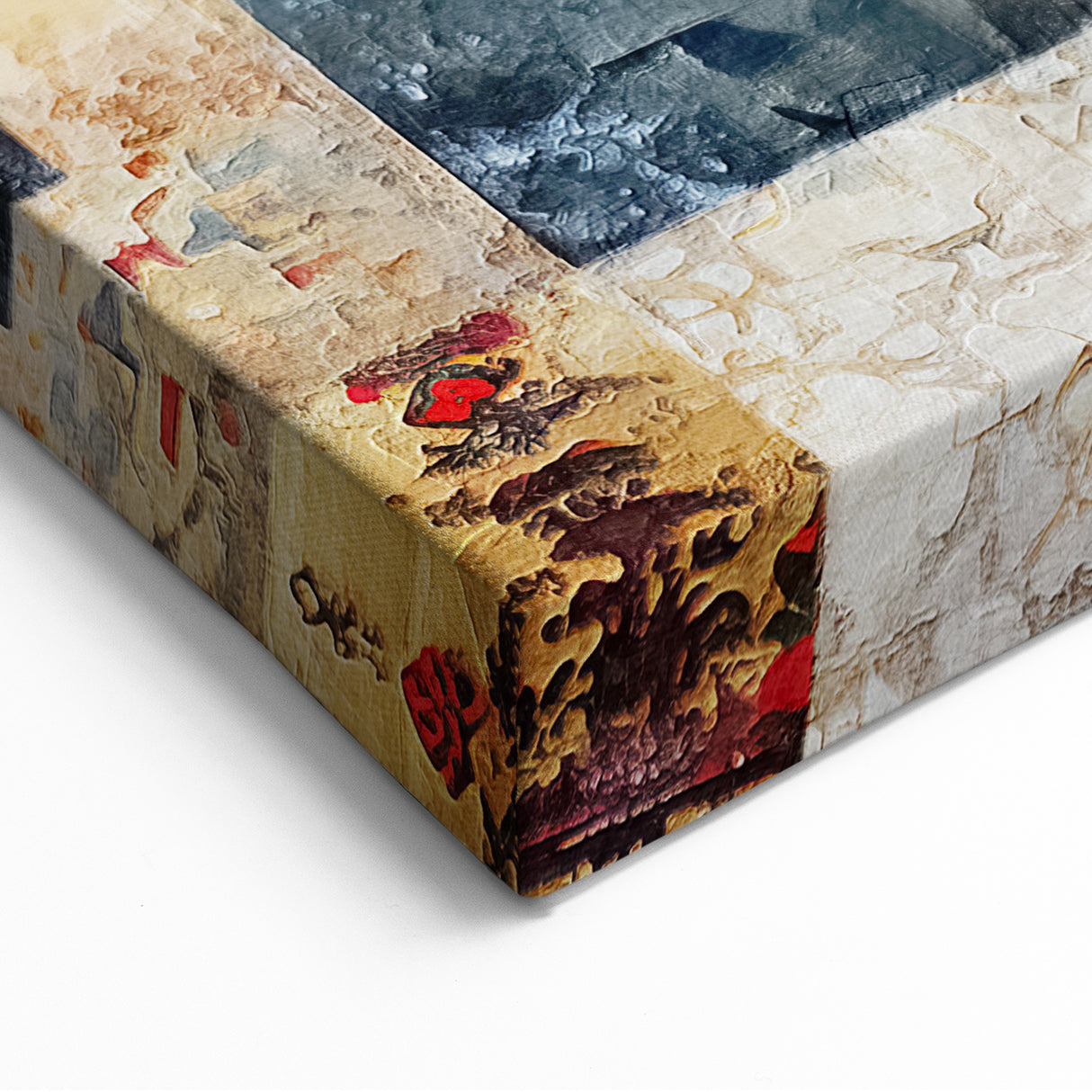 Golden Minaret Abstract Architecture Canvas - Beige and Blue Wall Art