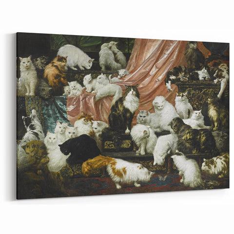 Modern Wall Art: Charming Cat Scene in Elegant Victorian Style
