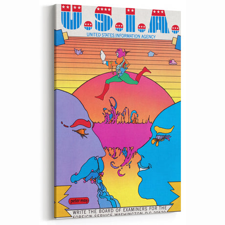 Modern Wall Art: Bold U.S.I.A. Psychedelic Poster by Peter Max
