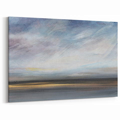 Modern Landscape Abstract - Moody Skies and Golden Horizon Canvas Art