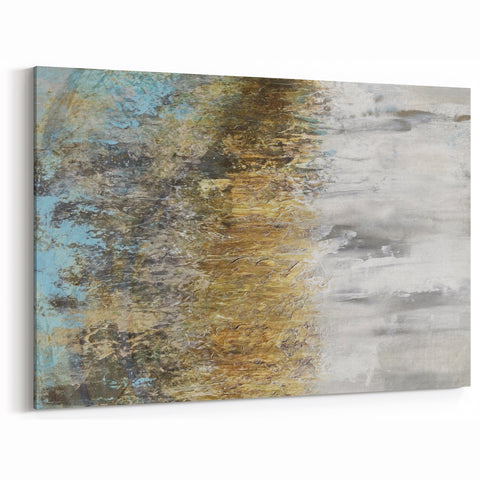 Abstract Nature Wall Art - Earthy Reflections and Textured Layers Canvas