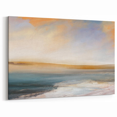 Modern Landscape Abstract Wall Art - Elegant Sunset Ocean Canvas Decor