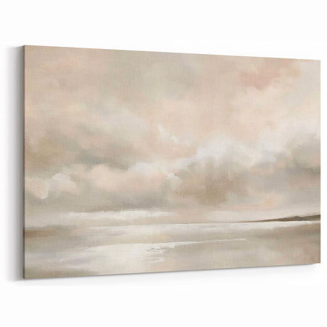Modern Abstract Landscape Art - Soft Beige & Cream Canvas Wall Decor