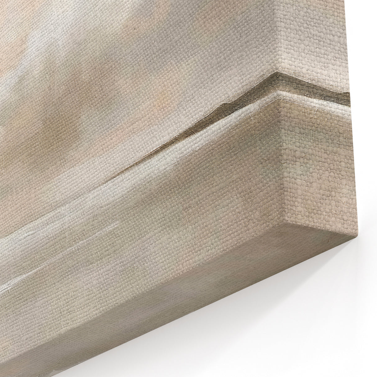 Modern Abstract Landscape Art - Soft Beige & Cream Canvas Wall Decor