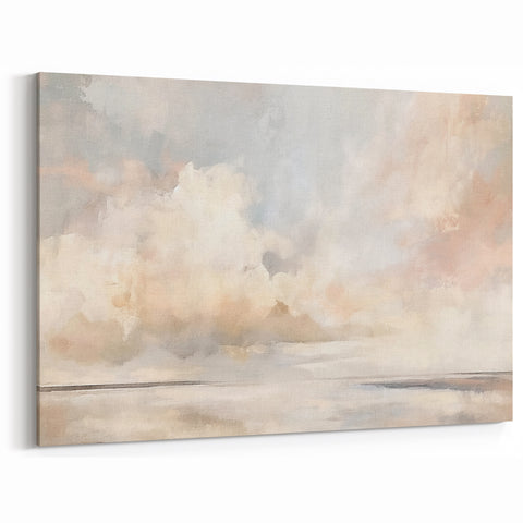 Contemporary Landscape Abstract Art - Soft Blue & Beige Canvas Print