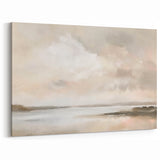 Abstract Landscape Canvas Art - Soft Beige & Gray Nature Wall Decor