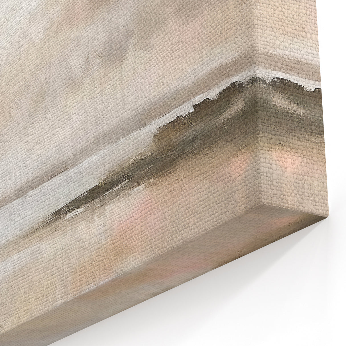 Abstract Landscape Canvas Art - Soft Beige & Gray Nature Wall Decor