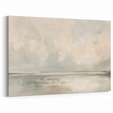 Soft Gray Abstract Landscape Art - Minimalist Pastel Canvas Wall Decor