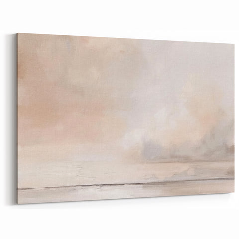 Minimalist Abstract Landscape Art - Soft Beige & Cream Canvas Decor