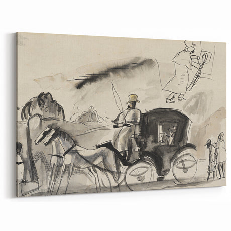 Modern Wall Art - Figures and Cab - Contemporary Abstract Urban Scene