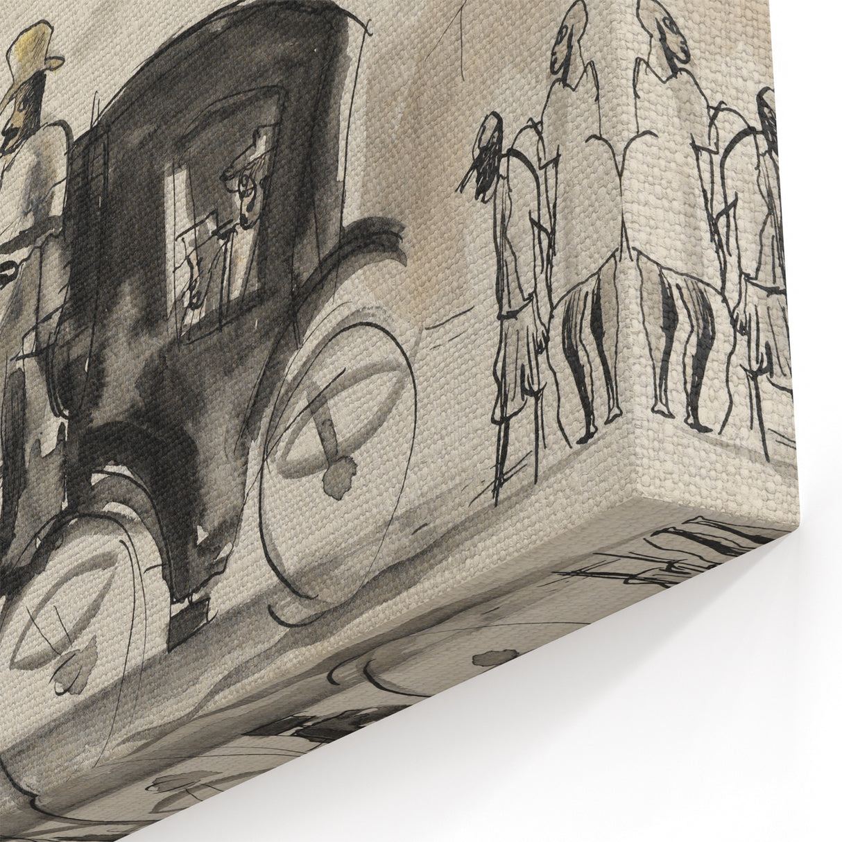 Modern Wall Art - Figures and Cab - Contemporary Abstract Urban Scene