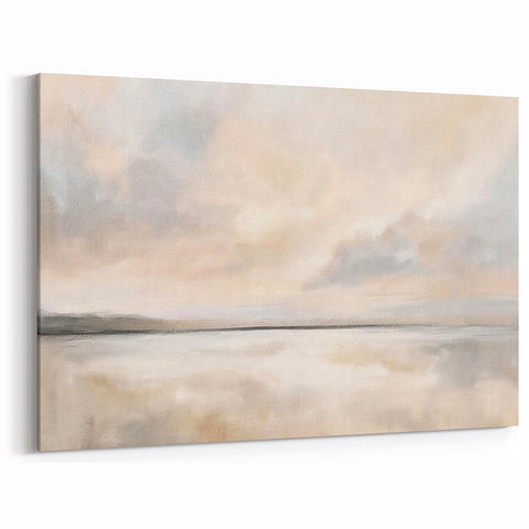Elegant Abstract Landscape Art - Soft Beige & Gray Pastel Wall Decor