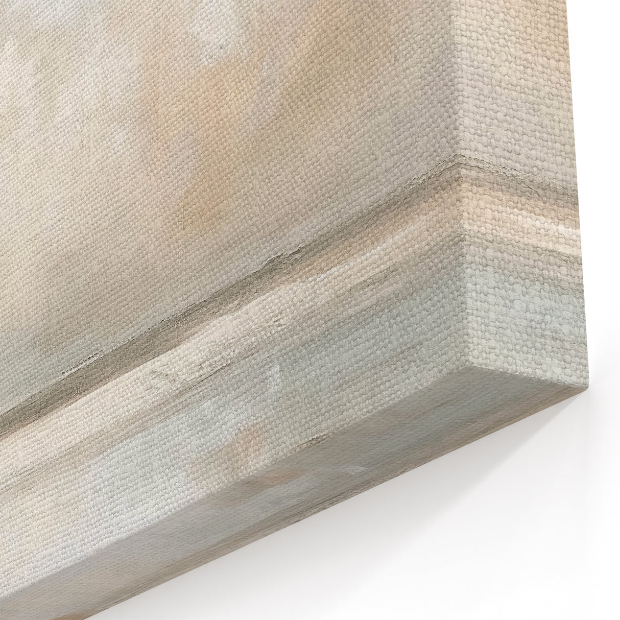 Abstract Landscape Canvas Art - Soft Beige & Muted Gray Wall Decor
