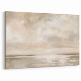 Soft Beige Abstract Landscape Art - Minimalist Gray Wall Decor