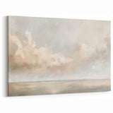 Minimalist Landscape Abstract Art - Soft Beige & Gray Canvas Decor
